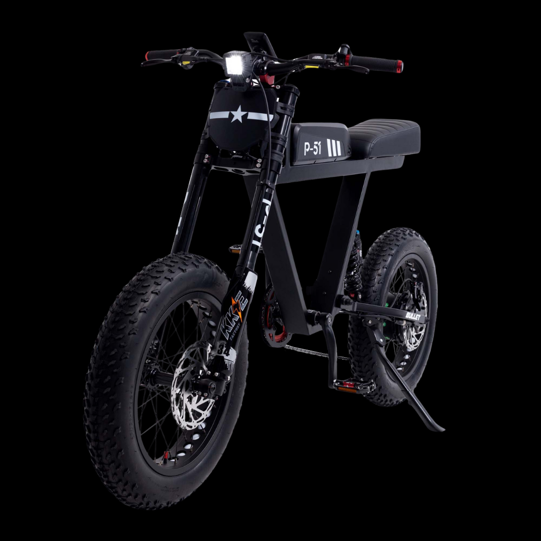 Black P-51 Bullet, quarter turn to showcase the baja front light